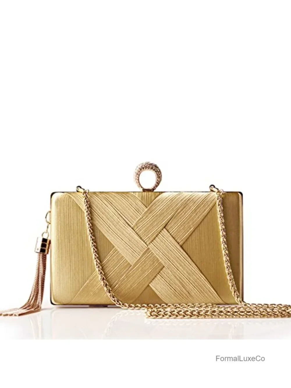 Evening Bag Tassel Pendant Clutch Rhinestone Satin Clutch Purse for Party Prom